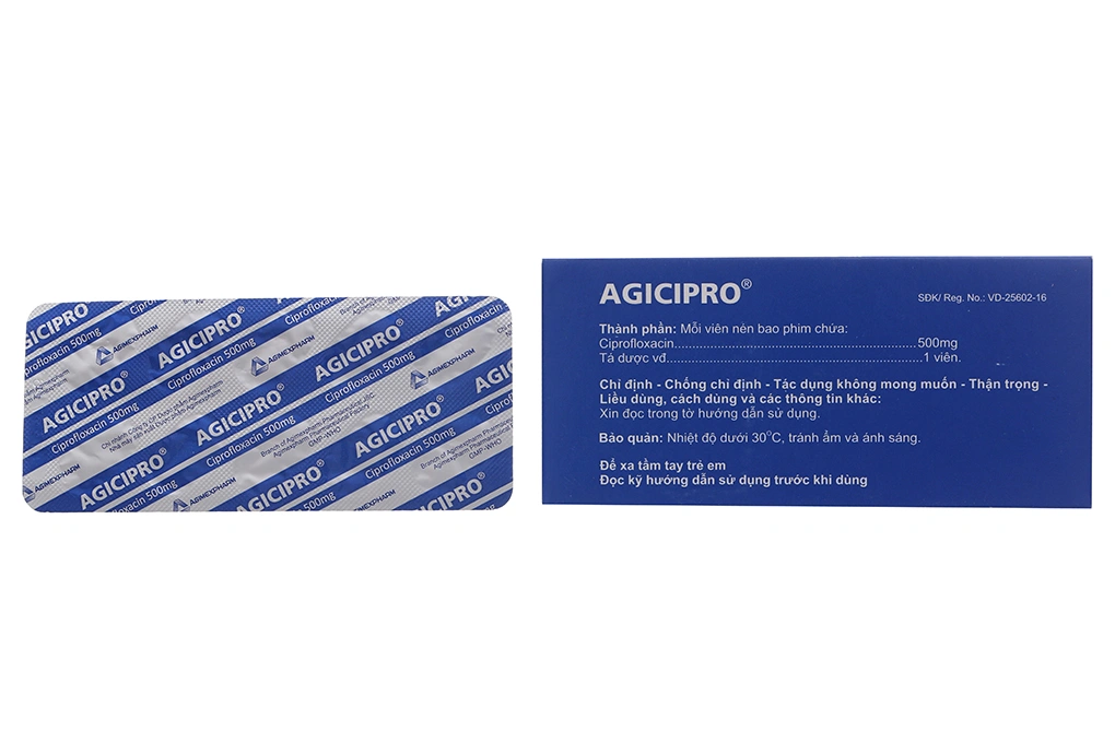 Agicipro 500mg dự phòng và trị nhiễm khuẩn nặng (10 vỉ x 10 viên) - 1