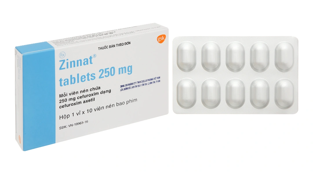 Zinnat Tablets 250mg trị nhiễm khuẩn (1 vỉ x 10 viên) - 