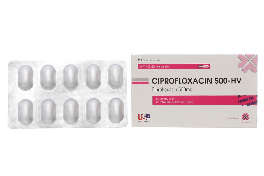Ciprofloxacin 500-HV điều trị nhiễm khuẩn nặng (10 vỉ x 10 viên) - 