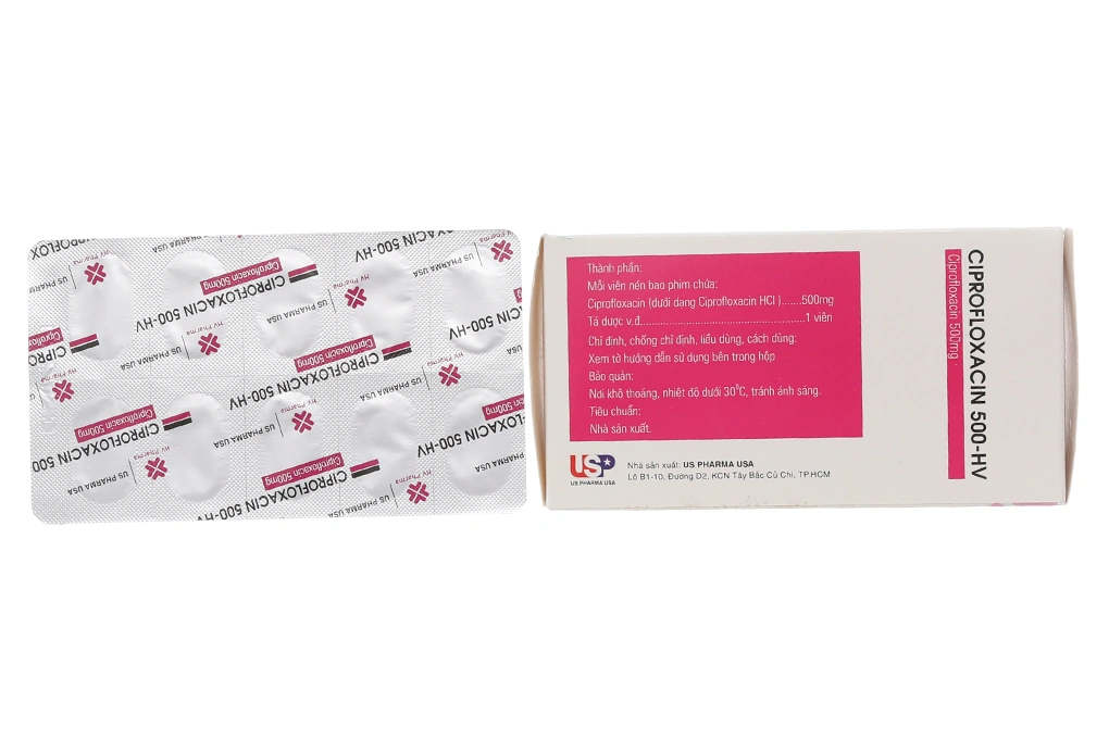 Ciprofloxacin 500-HV điều trị nhiễm khuẩn nặng (10 vỉ x 10 viên) - 1