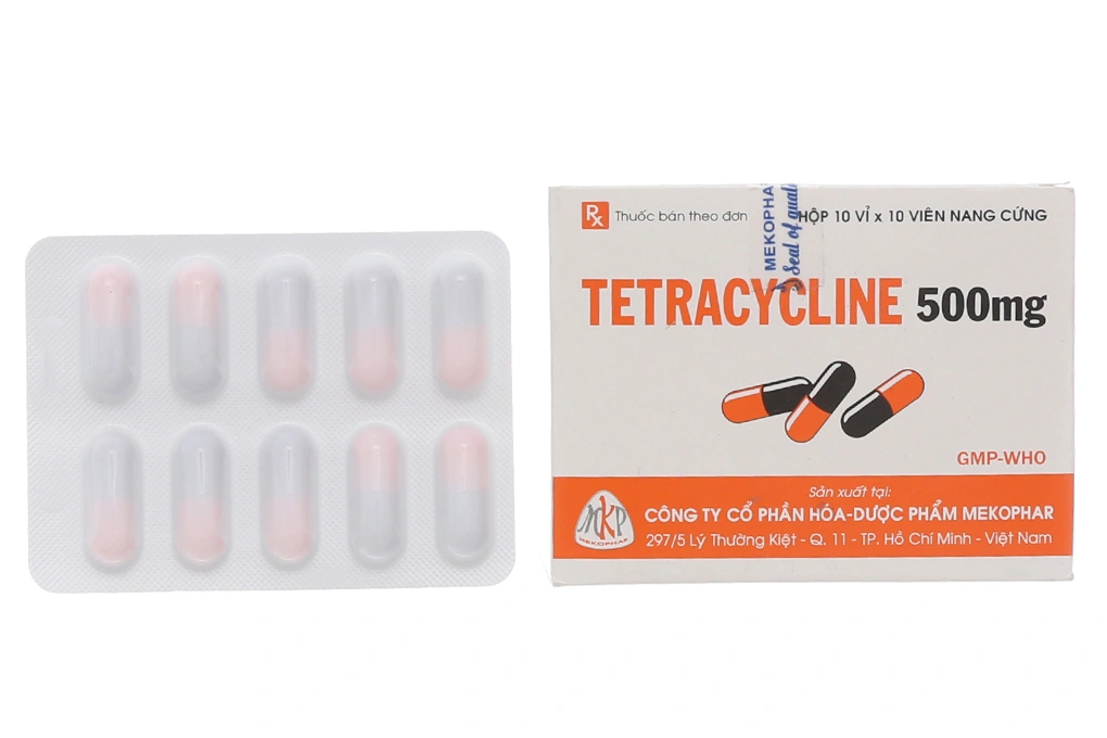 Tetracycline Mekophar 500mg trị nhiễm khuẩn (10 vỉ x 10 viên) - 