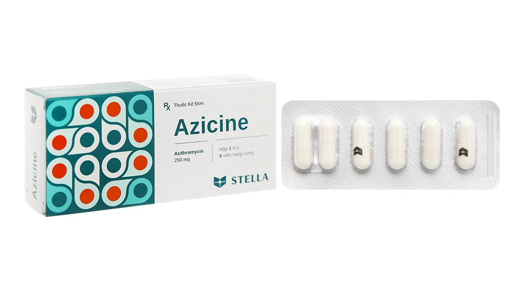 Azicine 250mg trị viêm họng, viêm amidan, viêm xoang (1 vỉ x 6 viên) - 