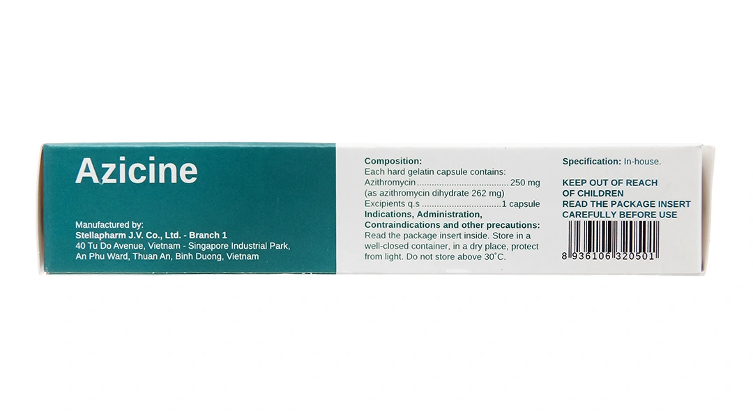 Azicine 250mg trị viêm họng, viêm amidan, viêm xoang (1 vỉ x 6 viên) - 2