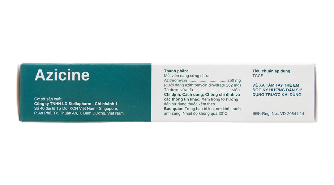 Azicine 250mg trị viêm họng, viêm amidan, viêm xoang (1 vỉ x 6 viên) - 3