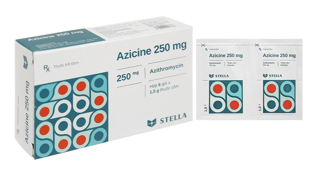 Thuốc cốm Azicine 250mg trị các chứng nhiễm khuẩn (6 gói x 1.5g) - 