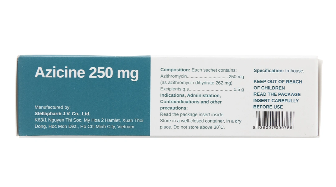 Thuốc cốm Azicine 250mg trị các chứng nhiễm khuẩn (6 gói x 1.5g) - 2