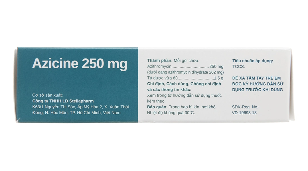 Thuốc cốm Azicine 250mg trị các chứng nhiễm khuẩn (6 gói x 1.5g) - 3