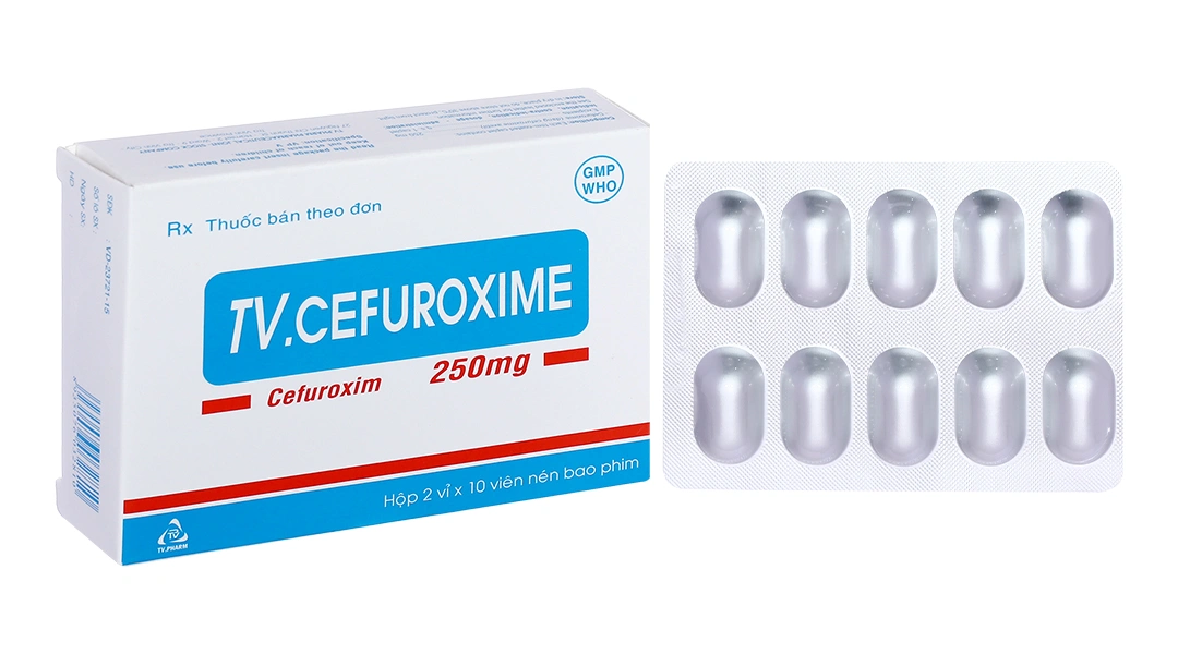 TV.Cefuroxime 250mg trị nhiễm khuẩn thể nhẹ đến vừa (2 vỉ x 10 viên) - 