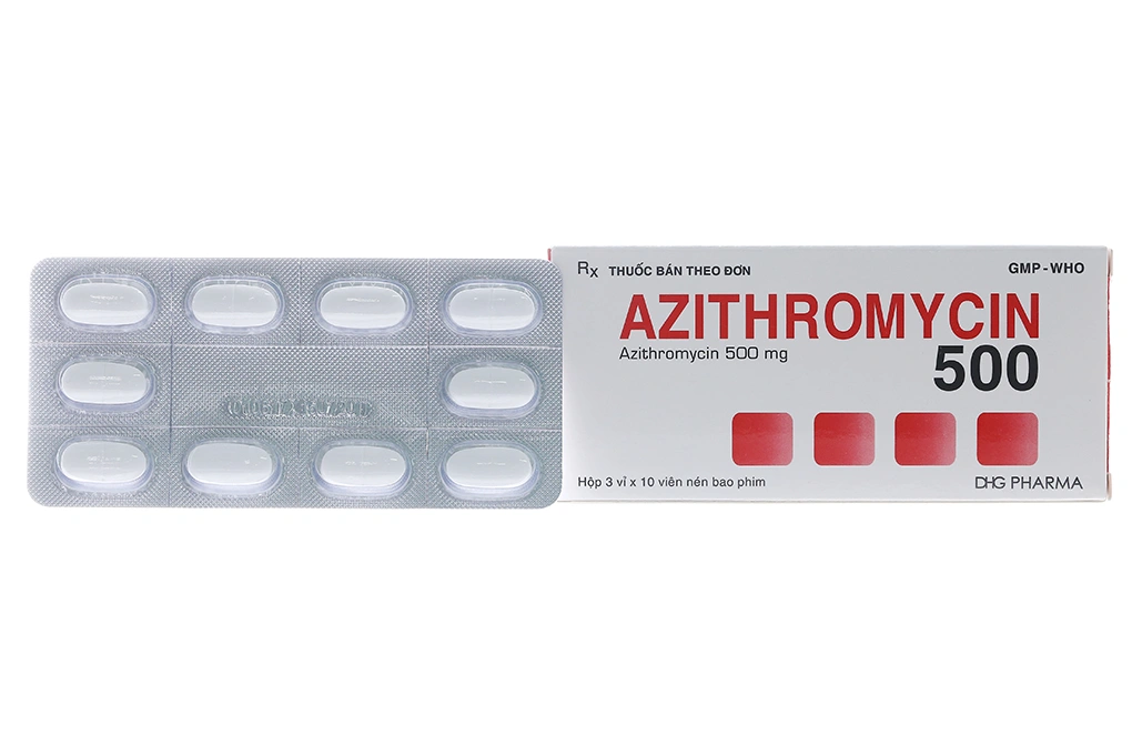 Azithromycin 500 Dược Hậu Giang trị nhiễm khuẩn (3 vỉ x 10 viên) - 