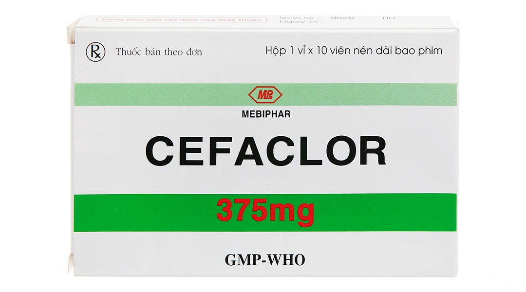 Cefaclor Mebiphar 375mg điều trị nhiễm khuẩn đường hô hấp (1 vỉ x 10 viên) - 1