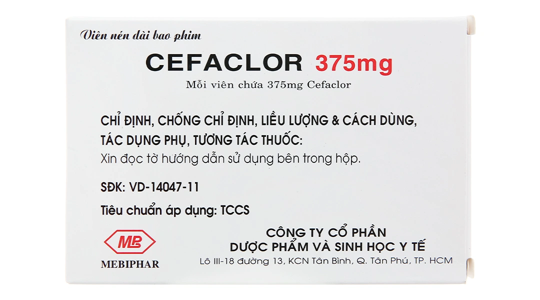 Cefaclor Mebiphar 375mg điều trị nhiễm khuẩn đường hô hấp (1 vỉ x 10 viên) - 2
