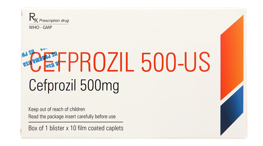 Cefprozil 500-US trị viêm tai giữa cấp tính, viêm họng (1 vỉ x 10 viên) - 1