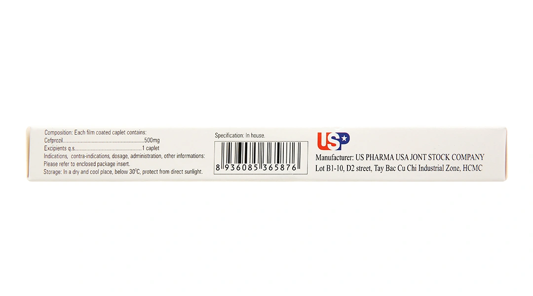 Cefprozil 500-US trị viêm tai giữa cấp tính, viêm họng (1 vỉ x 10 viên) - 3