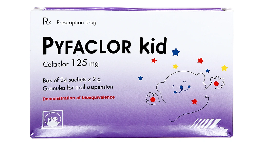Cốm pha hỗn dịch uống Pyfaclor Kid 125mg trị nhiễm khuẩn hô hấp (24 gói x 2g) - 1