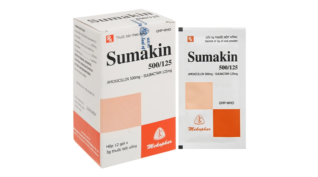 Thuốc bột Sumakin 500/125 trị nhiễm khuẩn (12 gói x 3g) - 