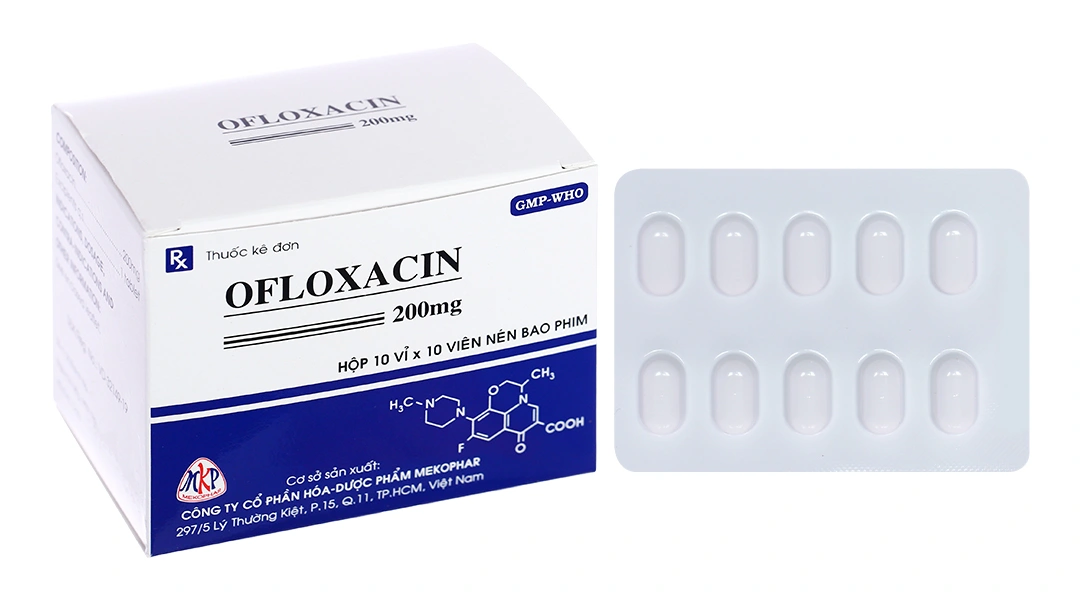 Ofloxacin Mekophar 200mg trị nhiễm khuẩn (10 vỉ x 10 viên) - 