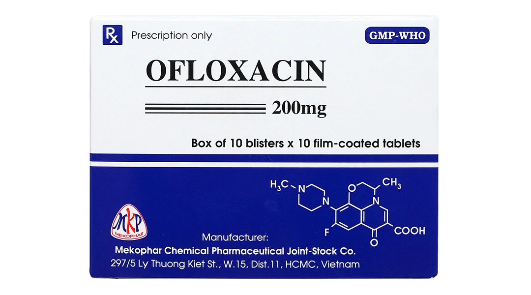 Ofloxacin Mekophar 200mg trị nhiễm khuẩn (10 vỉ x 10 viên) - 1