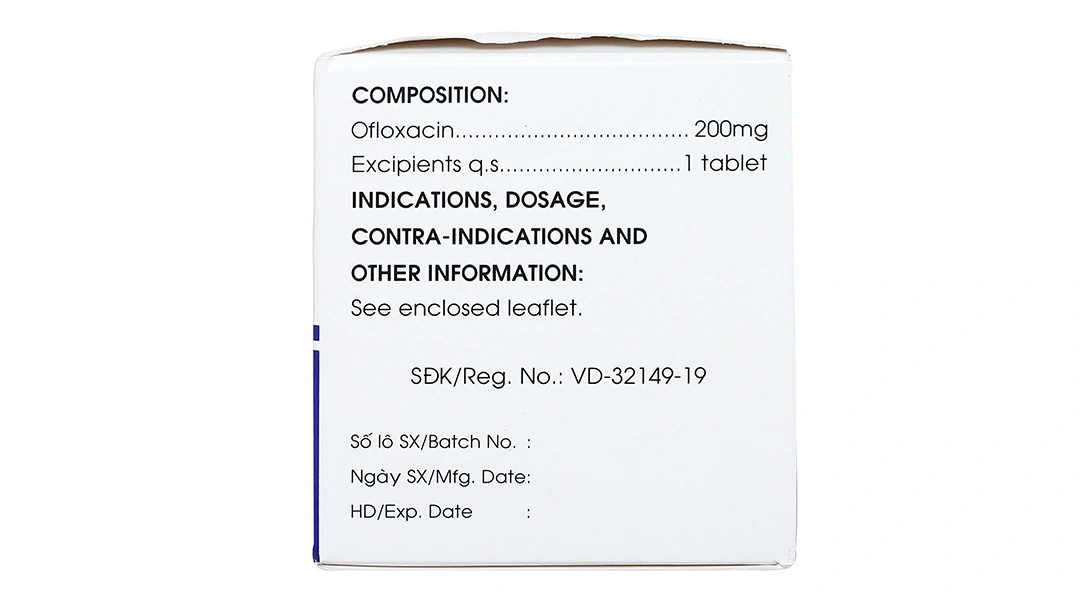 Ofloxacin Mekophar 200mg trị nhiễm khuẩn (10 vỉ x 10 viên) - 3