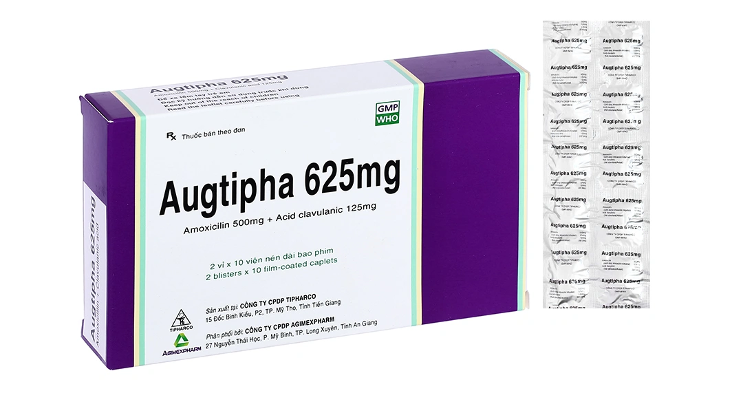 Augtipha 625mg điều trị nhiễm khuẩn (2 vỉ x 10 viên) - 