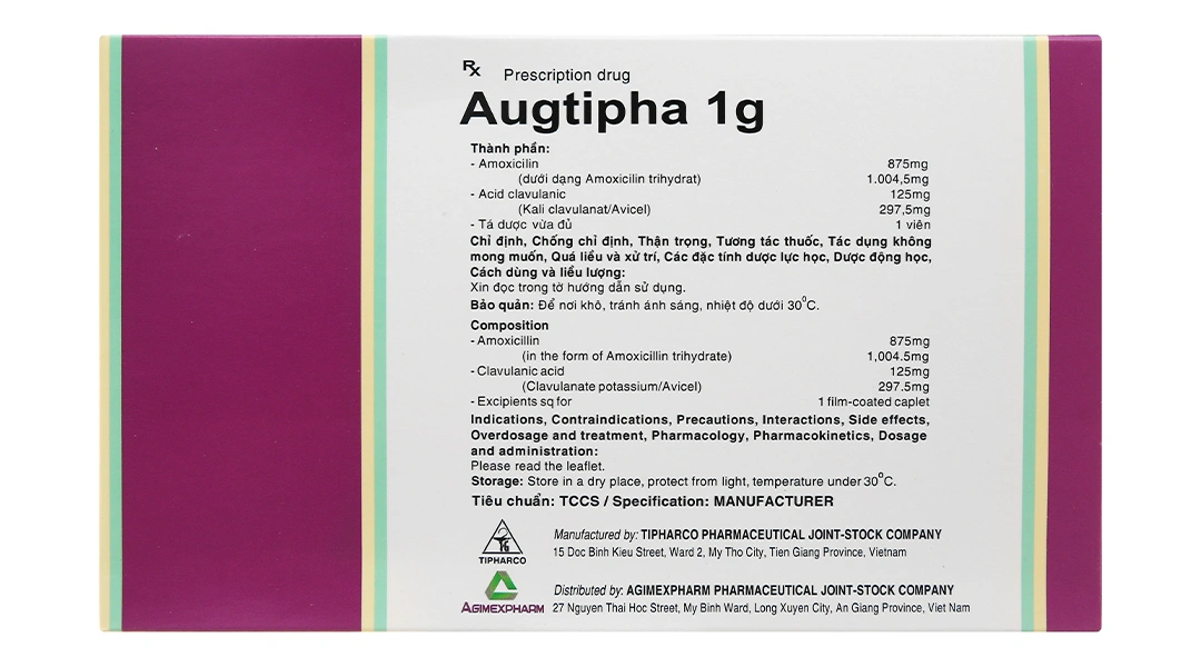 Augtipha 1g trị nhiễm khuẩn (2 vỉ x 10 viên) - 1