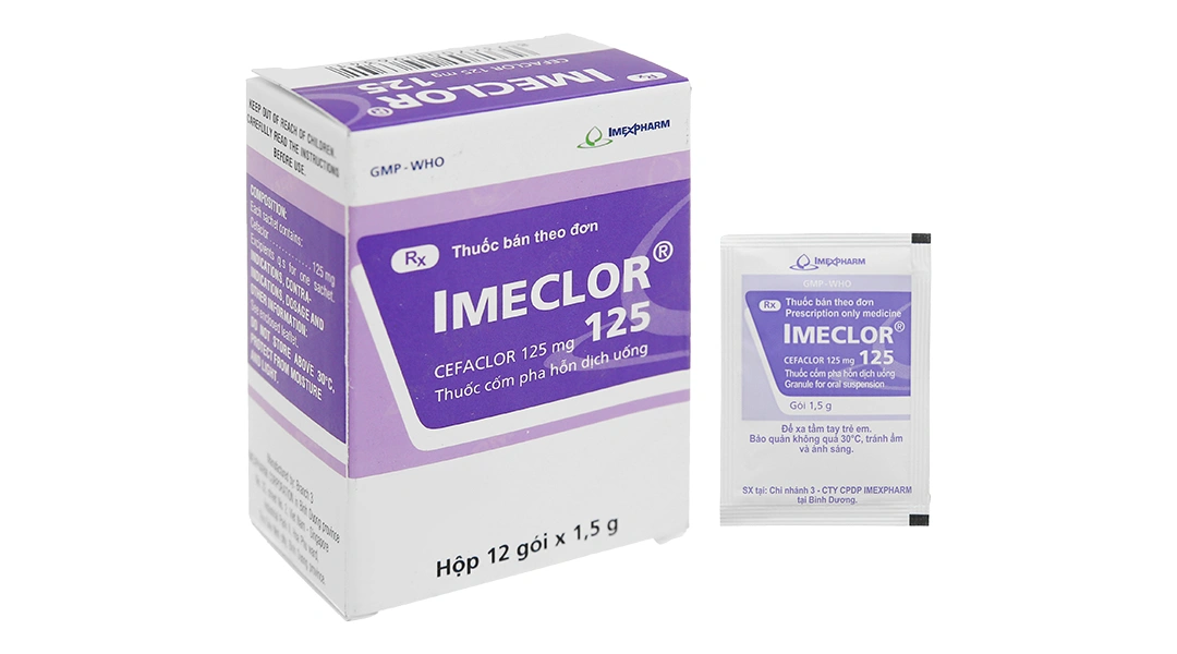Cốm pha hỗn dịch uống Imeclor 125 trị nhiễm khuẩn (12 gói x 1.5g) - 