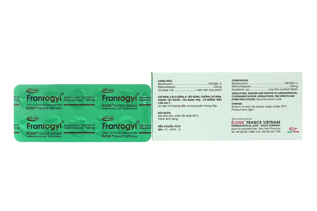 Franrogyl 20mg trị nhiễm khuẩn răng miệng (2 vỉ x 10 viên) - 2