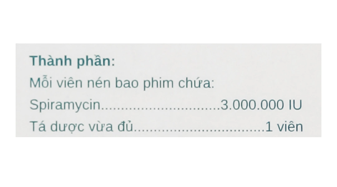 Spirastad 3 M.I.U trị nhiễm khuẩn đường hô hấp, da, và sinh dục (2 vỉ x 5 viên) - 5