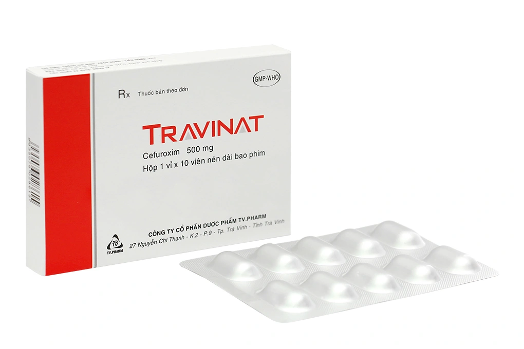 Travinat 500mg trị nhiễm khuẩn (1 vỉ x 10 viên) - 