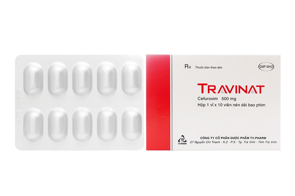 Travinat 500mg trị nhiễm khuẩn (1 vỉ x 10 viên) - 1