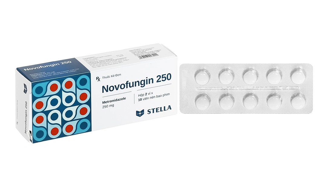 Novofungin 250 phòng, trị nhiễm khuẩn kỵ khí (2 vỉ x 10 viên) - 