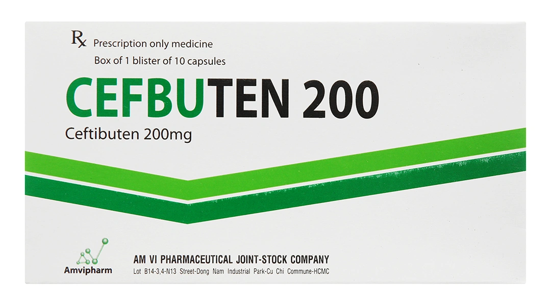 Cefbuten 200 trị nhiễm khuẩn vừa và nhẹ (1 vỉ x 10 viên) - 1
