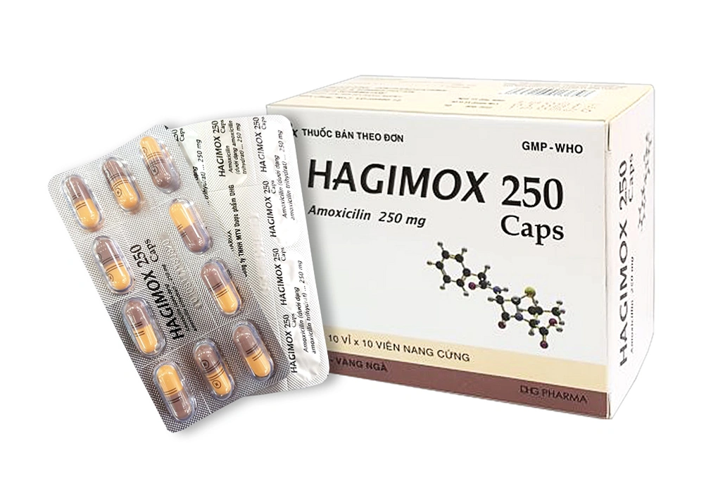 Hagimox 250 Caps trị nhiễm khuẩn (10 vỉ x 10 viên) - 