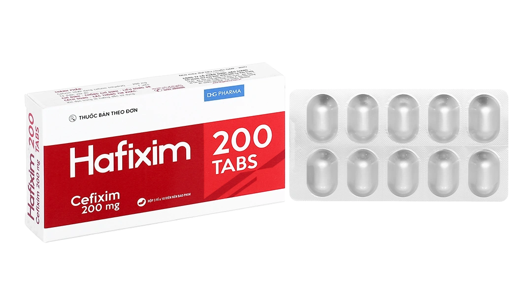 Hafixim 200 Tabs trị nhiễm khuẩn do vi khuẩn nhạy cảm (3 vỉ x 10 viên) - 