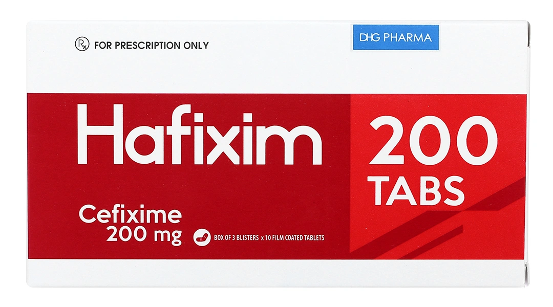 Hafixim 200 Tabs trị nhiễm khuẩn do vi khuẩn nhạy cảm (3 vỉ x 10 viên) - 1