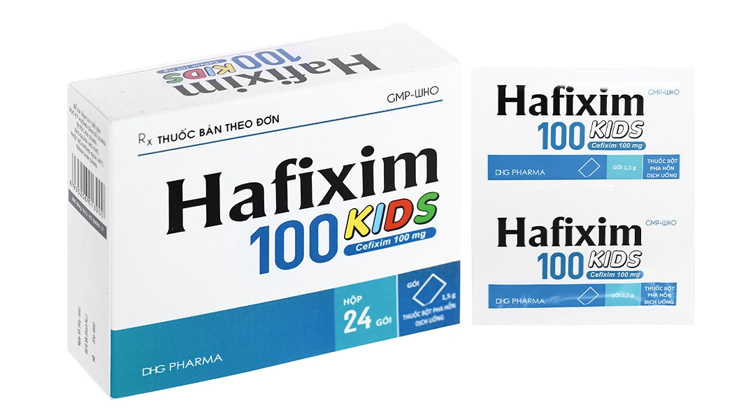 Bột pha hỗn dịch uống Hafixim 100 Kids trị nhiễm khuẩn (24 gói x 1.5g) - 