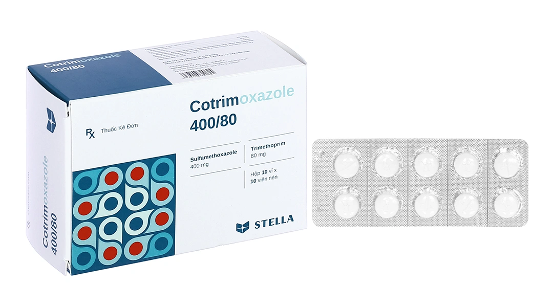 Cotrimoxazole 400/80 trị viêm tai giữa cấp, nhiễm khuẩn (10 vỉ x 10 viên) - 