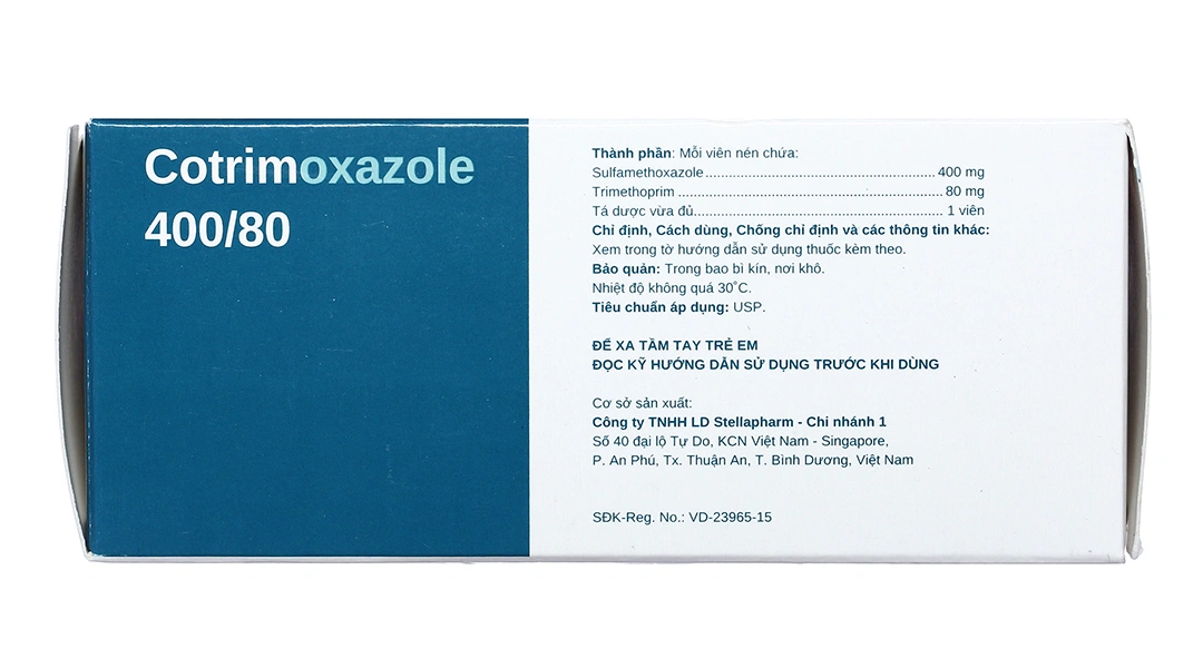Cotrimoxazole 400/80 trị viêm tai giữa cấp, nhiễm khuẩn (10 vỉ x 10 viên) - 2