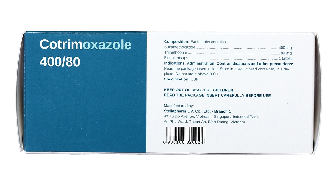 Cotrimoxazole 400/80 trị viêm tai giữa cấp, nhiễm khuẩn (10 vỉ x 10 viên) - 3