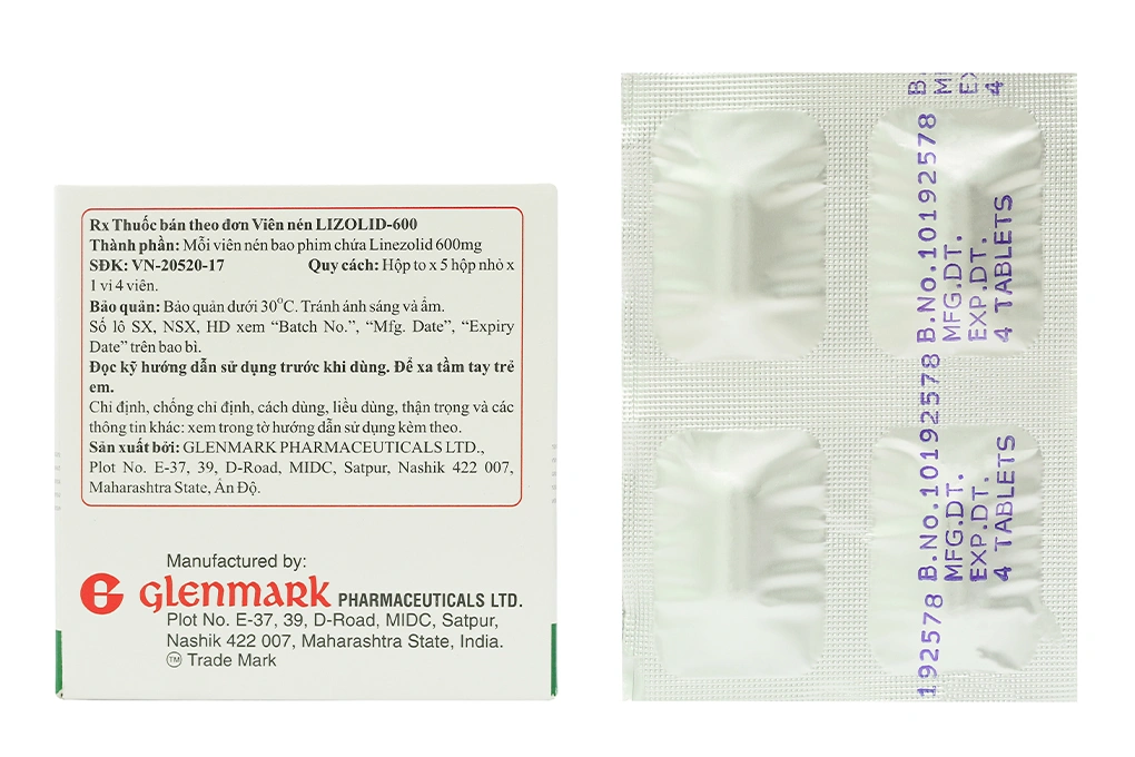 Lizolid-600 Tablets trị nhiễm khuẩn (1 vỉ x 4 viên) - 1
