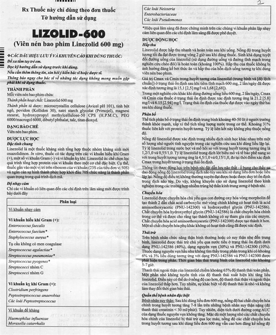 Lizolid-600 Tablets trị nhiễm khuẩn (1 vỉ x 4 viên) - 3