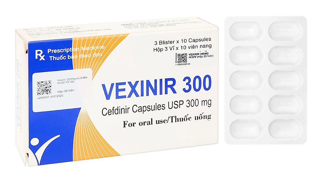 Vexinir 300 trị và phòng ngừa các nhiễm trùng gây ra bởi vi khuẩn (3 vỉ x 10 viên) - 