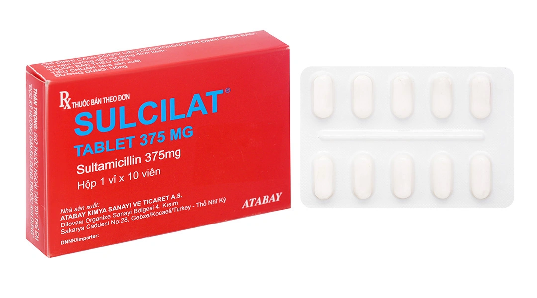 Sulcilat 375mg Tablet trị nhiễm khuẩn (1 vỉ x 10 viên) - 