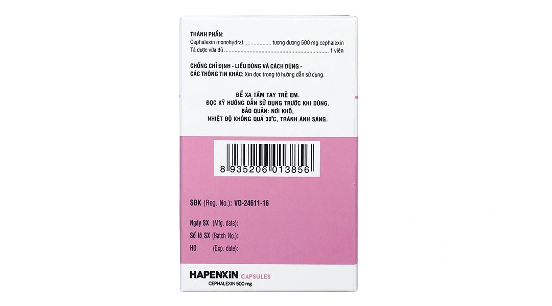 Hapenxin Capsules 500mg trị nhiễm khuẩn (10 vỉ x 10 viên) - 2