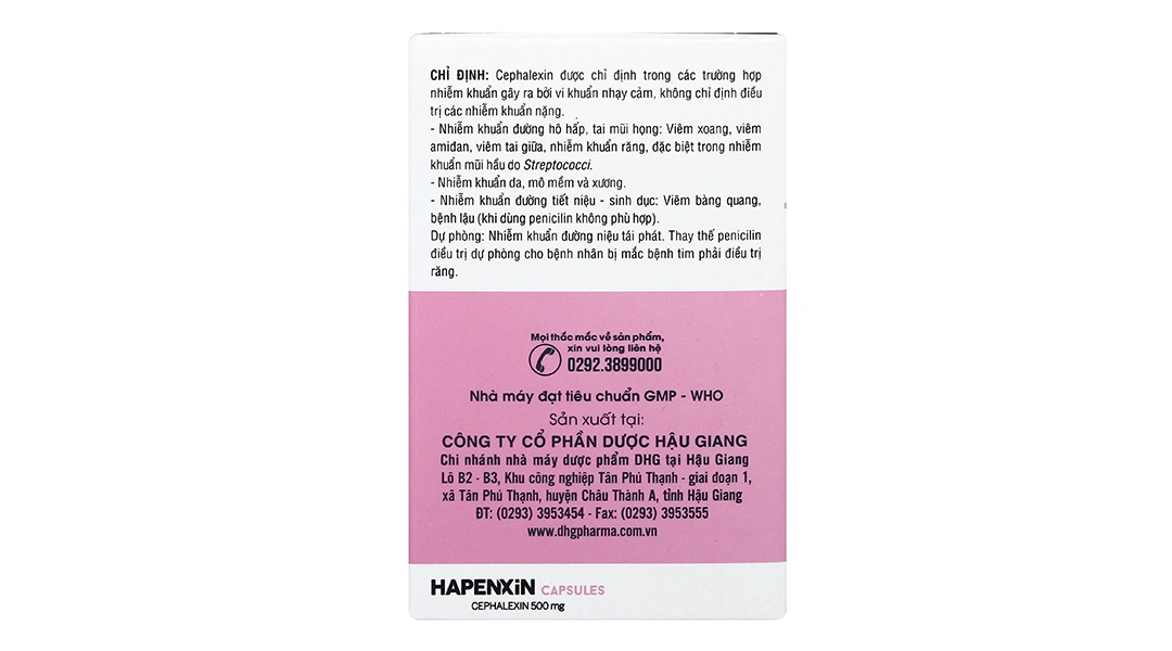 Hapenxin Capsules 500mg trị nhiễm khuẩn (10 vỉ x 10 viên) - 3