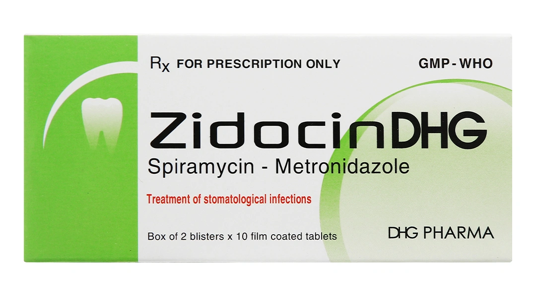 ZidocinDHG trị nhiễm trùng răng miệng cấp tính, mạn tính hoặc tái phát (2 vỉ x 10 viên) - 1