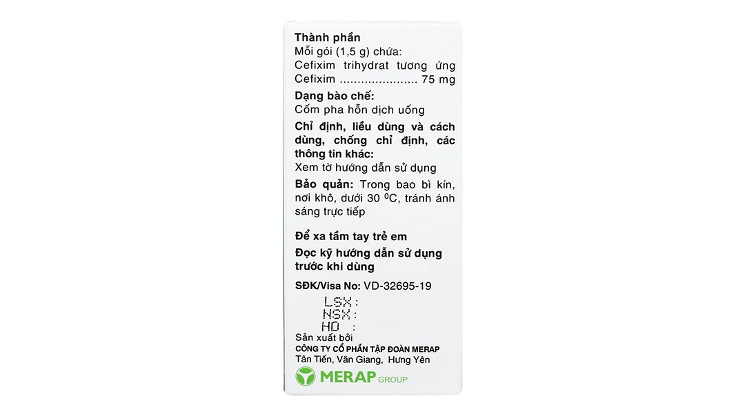 Cốm pha hỗn dịch uống Mecefix-B.E 75mg trị nhiễm khuẩn (20 gói x 1.5g) - 4