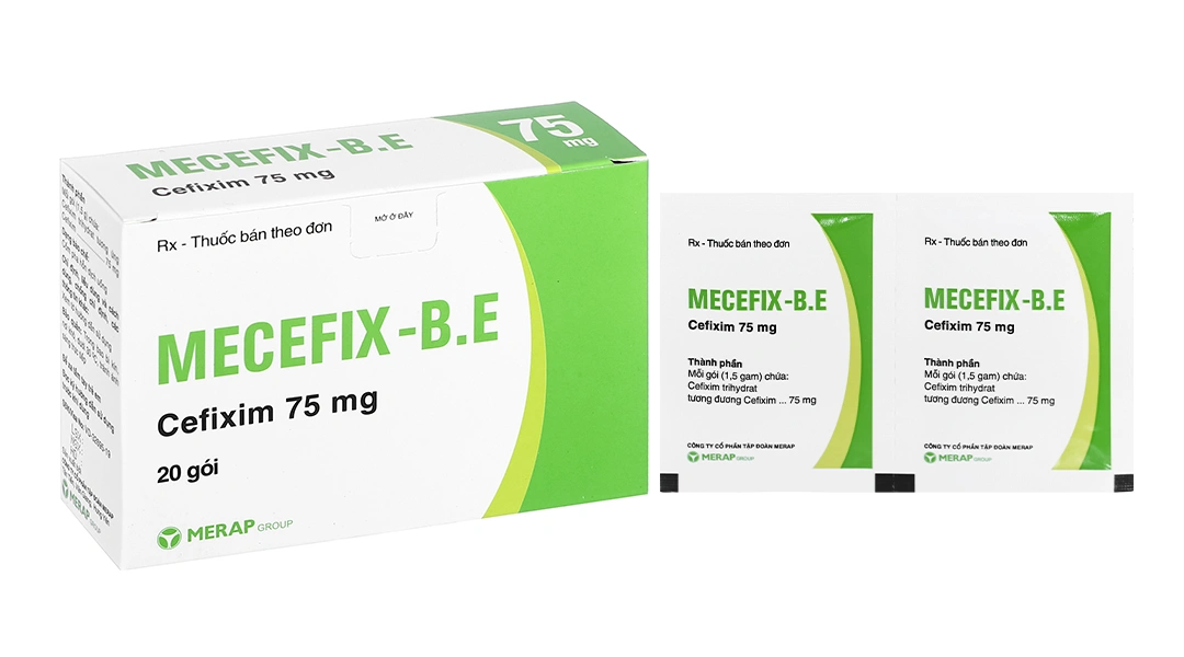 Cốm pha hỗn dịch uống Mecefix-B.E 75mg trị nhiễm khuẩn (20 gói x 1.5g) - 