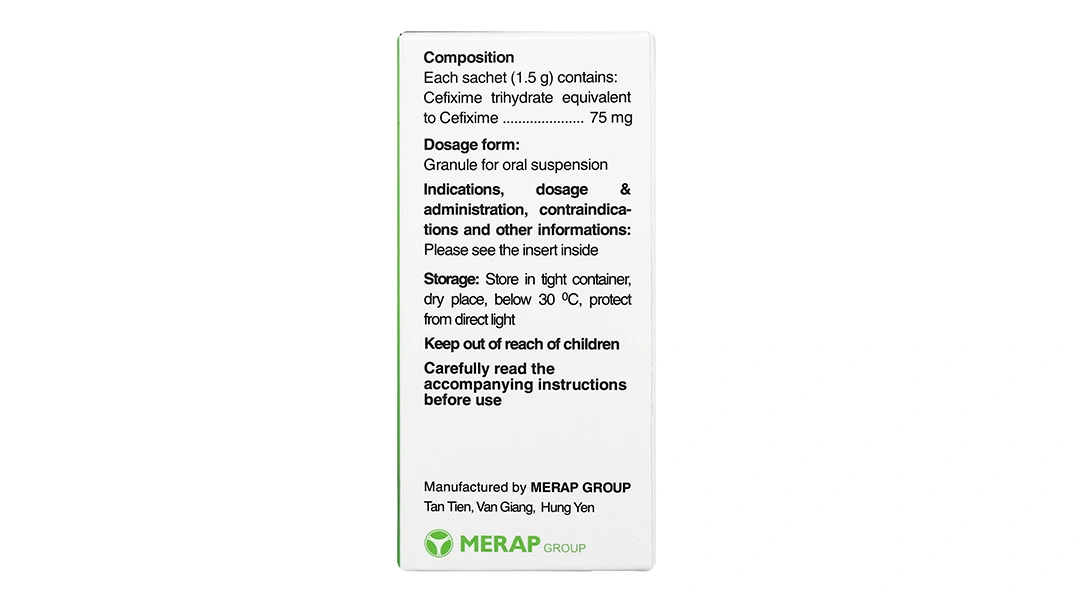 Cốm pha hỗn dịch uống Mecefix-B.E 75mg trị nhiễm khuẩn (20 gói x 1.5g) - 3