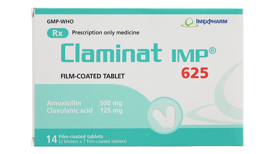 Claminat IMP 625 trị nhiễm khuẩn (2 vỉ x 7 viên) - 1