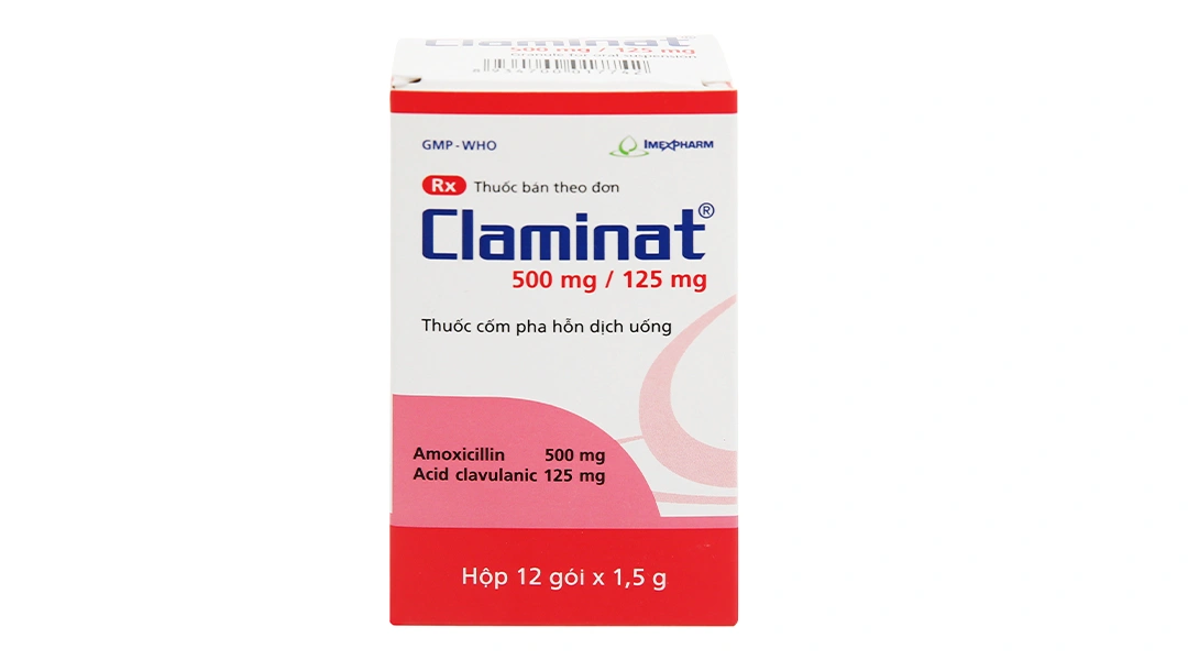 Cốm pha hỗn dịch uống Claminat 500mg/125mg trị nhiễm khuẩn (12 gói x 1.5g) - 1